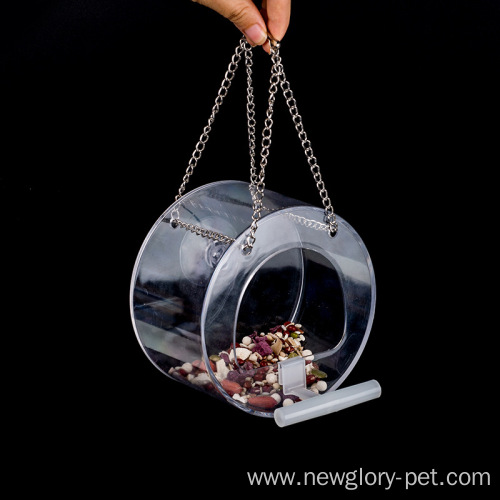 Round Acrylic Bird Food Box With Suction Cup